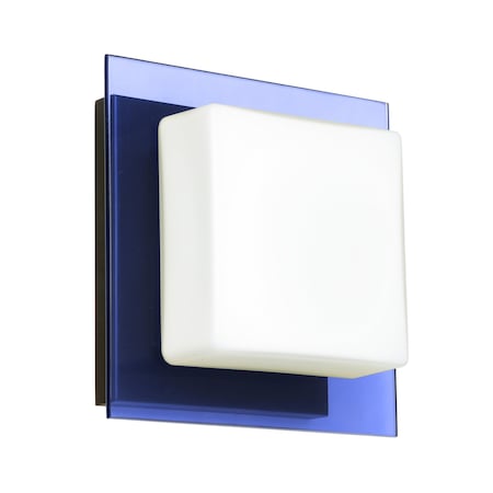 Besa Lighting Alex Mini Sconce, Opal/Blue, Bronze Finish, 1x50W Halogen 1WS-773592-BR
